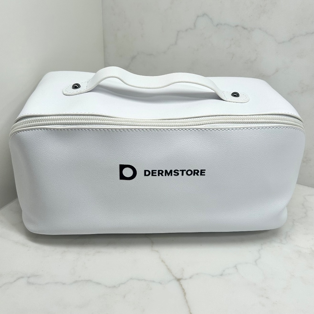Dermstore White‎ Open Flat Double Zip Cosmetic Case with Handle - NWOT - Unused